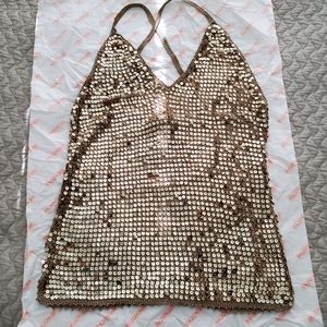 Revolve Gold Sequin Evening Top Retrofete Revolve